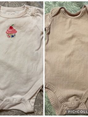 Baby Girls' Pink Cupcake One-Piece Bodysuit and blush color onesie